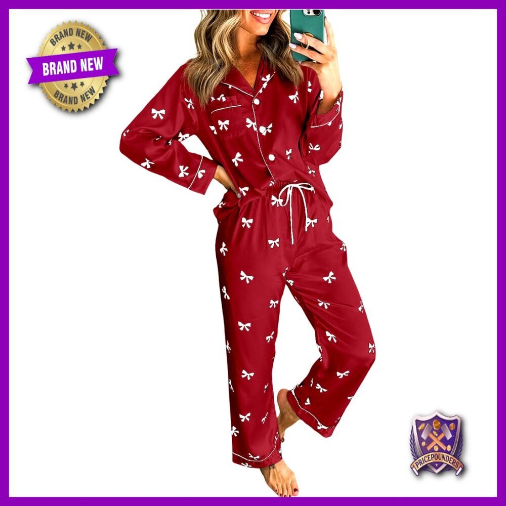 Women's Long Sleeve Pajama Set with Pockets, Loose Fit, 2-Piece Loungewear